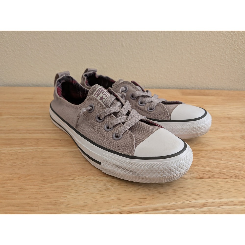 Converse Chuck Taylor All Star Shoreline Slip On Gray Plaid Womens 7